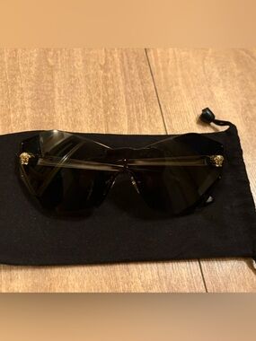 Versace Black Sunglasses with Gold Medusa Accents